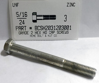 5/16-24X3 HEX HEAD CAP SCREW GRADE 2 STEEL ZINC PLATED (DISCONTINUED)