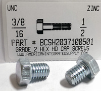 3/8-16X1/2 HEX HEAD CAP SCREW GRADE 2 STEEL ZINC PLATED (DISCONTINUED)