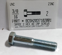 3/8-16X2 HEX HEAD CAP SCREW GRADE 2 STEEL ZINC PLATED (DISCONTINUED)