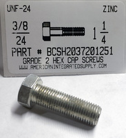 3/8-24X1-1/4 HEX HEAD CAP SCREW GRADE 2 STEEL ZINC PLATED (DISCONTINUED)