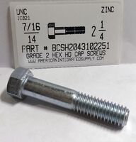 7/16-14X2-1/4 HEX HEAD CAP SCREW GRADE 2 STEEL ZINC PLATED (DISCONTINUED)