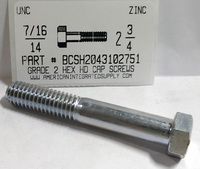 7/16-14X2-3/4 HEX HEAD CAP SCREW GRADE 2 STEEL ZINC PLATED (DISCONTINUED)