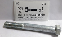 7/16-14X3-1/2 HEX HEAD CAP SCREW GRADE 2 STEEL ZINC PLATED (DISCONTINUED)