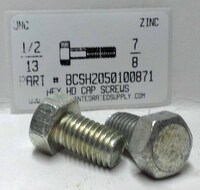 1/2-13X7/8 HEX HEAD CAP SCREW GRADE 2 STEEL ZINC PLATED (DISCONTINUED)