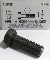 1/2-13X1-1/2 HEX HEAD CAP SCREW GRADE 2 STEEL PLAIN (DISCONTINUED)