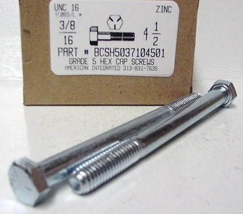 3/8-16X4-1/2 HEX HEAD CAP SCREW GRADE 5 STEEL ZINC PLATED