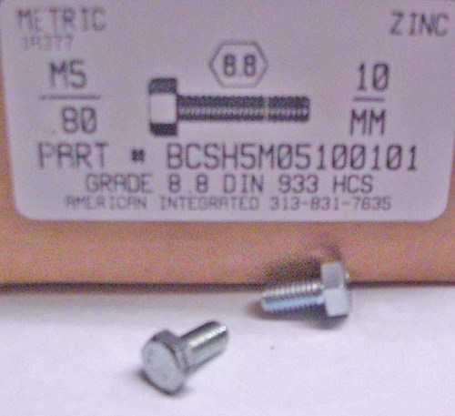 M5-.80X10mm HEX HEAD CAP SCREW 8.8 STEEL ZINC D933