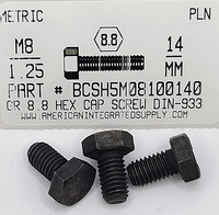 M8-1.25X14mm HEX HEAD CAP SCREW 8.8 STEEL PLAIN D933