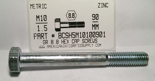 M10-1.50X90mm HEX HEAD CAP SCREW 8.8 STEEL ZINC D931