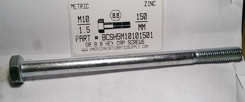 M10-1.50X150mm HEX HEAD CAP SCREW 8.8 STEEL ZINC D931