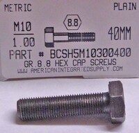 M10-1.00X40mm HEX HEAD CAP SCREW 8.8 STEEL PLAIN D961