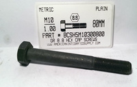 M10-1.00X80mm HEX HEAD CAP SCREW 8.8 STEEL PLAIN D960