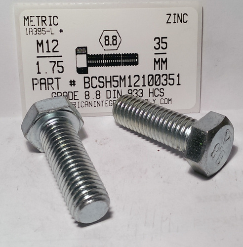 M12-1.75X35mm HEX HEAD CAP SCREW 8.8 STEEL ZINC D933