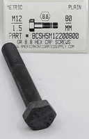 M12-1.50X80mm HEX HEAD CAP SCREW 8.8 STEEL PLAIN D960