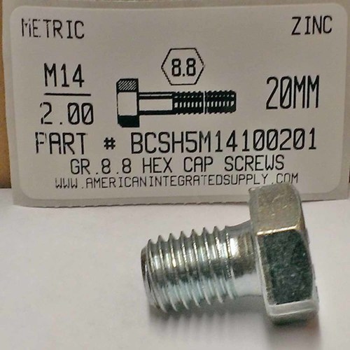 M14-2.00X20mm HEX HEAD CAP SCREW 8.8 STEEL ZINC D933
