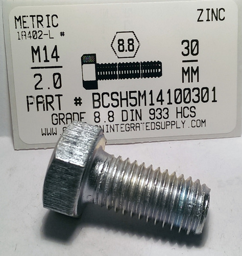 M14-2.00X30mm HEX HEAD CAP SCREW 8.8 STEEL ZINC D933