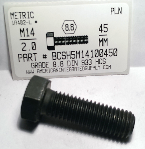M14-2.00X45mm HEX HEAD CAP SCREW 8.8 STEEL PLAIN D933