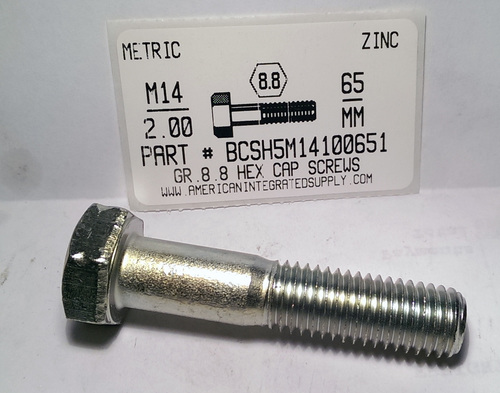 M14-2.00X65mm HEX HEAD CAP SCREW 8.8 STEEL ZINC D931