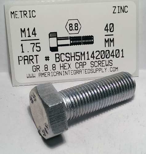M14-1.50X40mm HEX HEAD CAP SCREW 8.8 STEEL ZINC D961