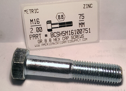 M16-2.00X75mm HEX HEAD CAP SCREW 8.8 STEEL ZINC D931
