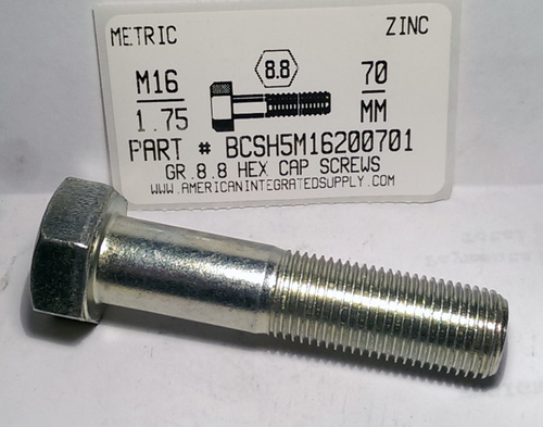 M16-1.50X70mm HEX HEAD CAP SCREW 8.8 STEEL ZINC D960
