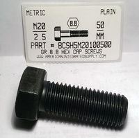 M20-2.50X50mm HEX HEAD CAP SCREW 8.8 STEEL PLAIN D933