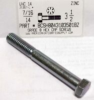 7/16-14X3-1/2 HEX HEAD CAP SCREWS GRADE 8 STEEL ZINC PLATED (DISCONTINUED)