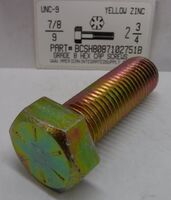 7/8-9X2-1/2 HEX HEAD CAP SCREW GRADE 8 STEEL YELLOW ZINC PLATED