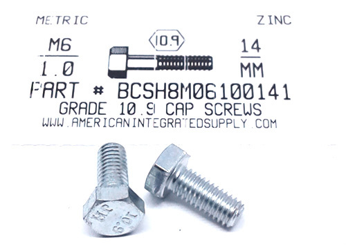 M6-1.00X14mm HEX HEAD CAP SCREW 10.9 STEEL ZINC D933