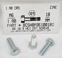 M6-1.00X18mm HEX HEAD CAP SCREW 10.9 STEEL ZINC D933