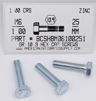 M6-1.00X25mm HEX HEAD CAP SCREW 10.9 STEEL ZINC D933
