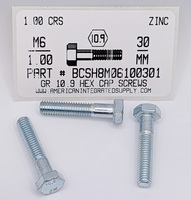 M6-1.00X30MM HEX HEAD CAP SCREW 10.9 STEEL ZINC D931