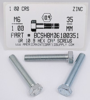M6-1.00X35mm HEX HEAD CAP SCREW 10.9 STEEL ZINC D933