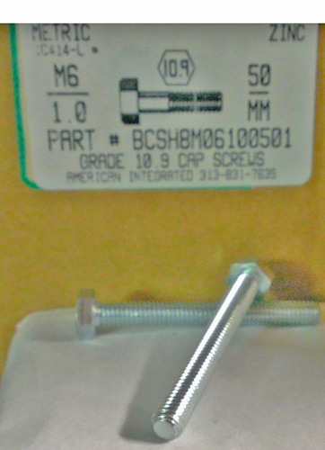 M6-1.00X50mm HEX HEAD CAP SCREW 10.9 STEEL ZINC D933
