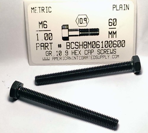 M6-1.00X60mm HEX HEAD CAP SCREW 10.9 STEEL D933 FULL THREAD