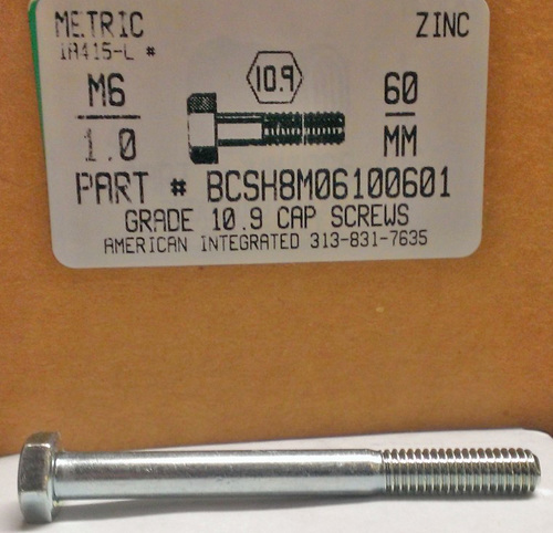 M6-1.00X60mm HEX HEAD CAP SCREW 10.9 STEEL ZINC D931