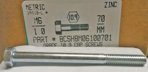 M6-1.00X70mm HEX HEAD CAP SCREW 10.9 STEEL ZINC D931