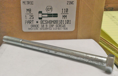 M8-1.25X110mm HEX HEAD CAP SCREW 10.9 STEEL ZINC D931