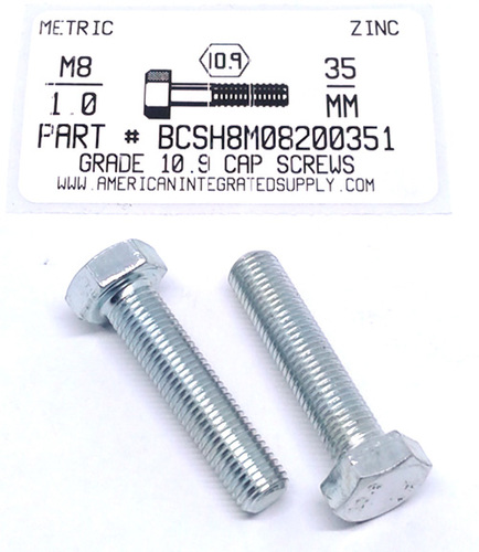 M8-1.00X35mm HEX HEAD CAP SCREW 10.9 STEEL ZINC D961