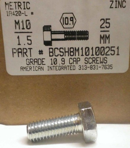 M10-1.50X25mm HEX HEAD CAP SCREW 10.9 STEEL ZINC D933