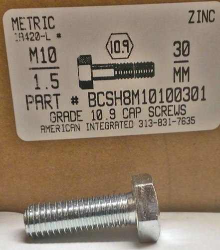 M10-1.50X30mm HEX HEAD CAP SCREW 10.9 STEEL ZINC D933