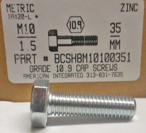 M10-1.50X35mm HEX HEAD CAP SCREW 10.9 STEEL ZINC D933