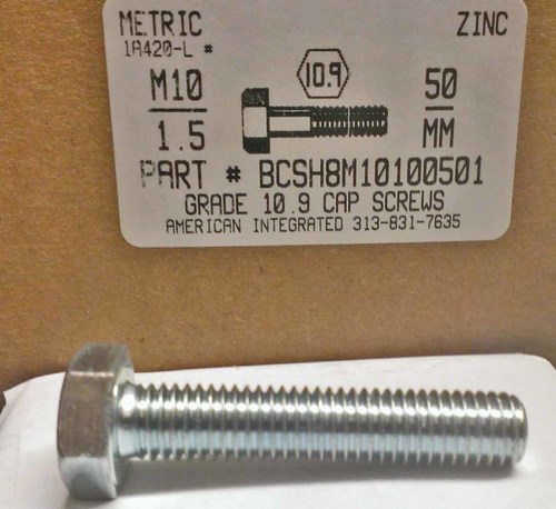 M10-1.50X50mm HEX HEAD CAP SCREW 10.9 STEEL ZINC D933