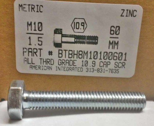 M10-1.50X60MM HEX HEAD CAP SCREW 10.9 STEEL ZINC D931