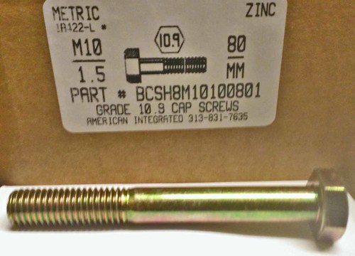 M10-1.50X80mm HEX HEAD CAP SCREW 10.9 STEEL ZINC D931