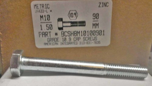 M10-1.50X90mm HEX HEAD CAP SCREW 10.9 STEEL ZINC D931