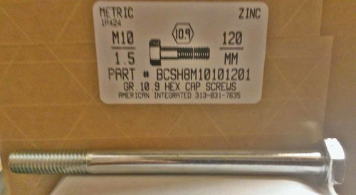 M10-1.50X120mm HEX HEAD CAP SCREW 10.9 STEEL ZINC D931