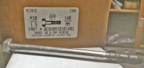 M10-1.50X140mm HEX HEAD CAP SCREW 10.9 STEEL ZINC D931