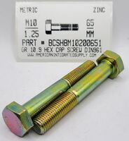 M10-1.25X65MM HEX HEAD CAP SCREW 10.9 STEEL ZINC D960
