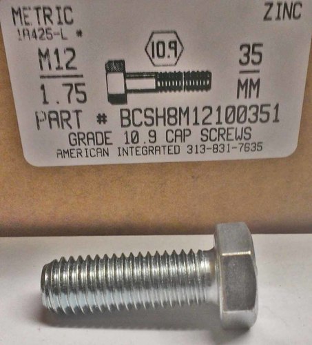 M12-1.75X35mm HEX HEAD CAP SCREW 10.9 STEEL ZINC D933